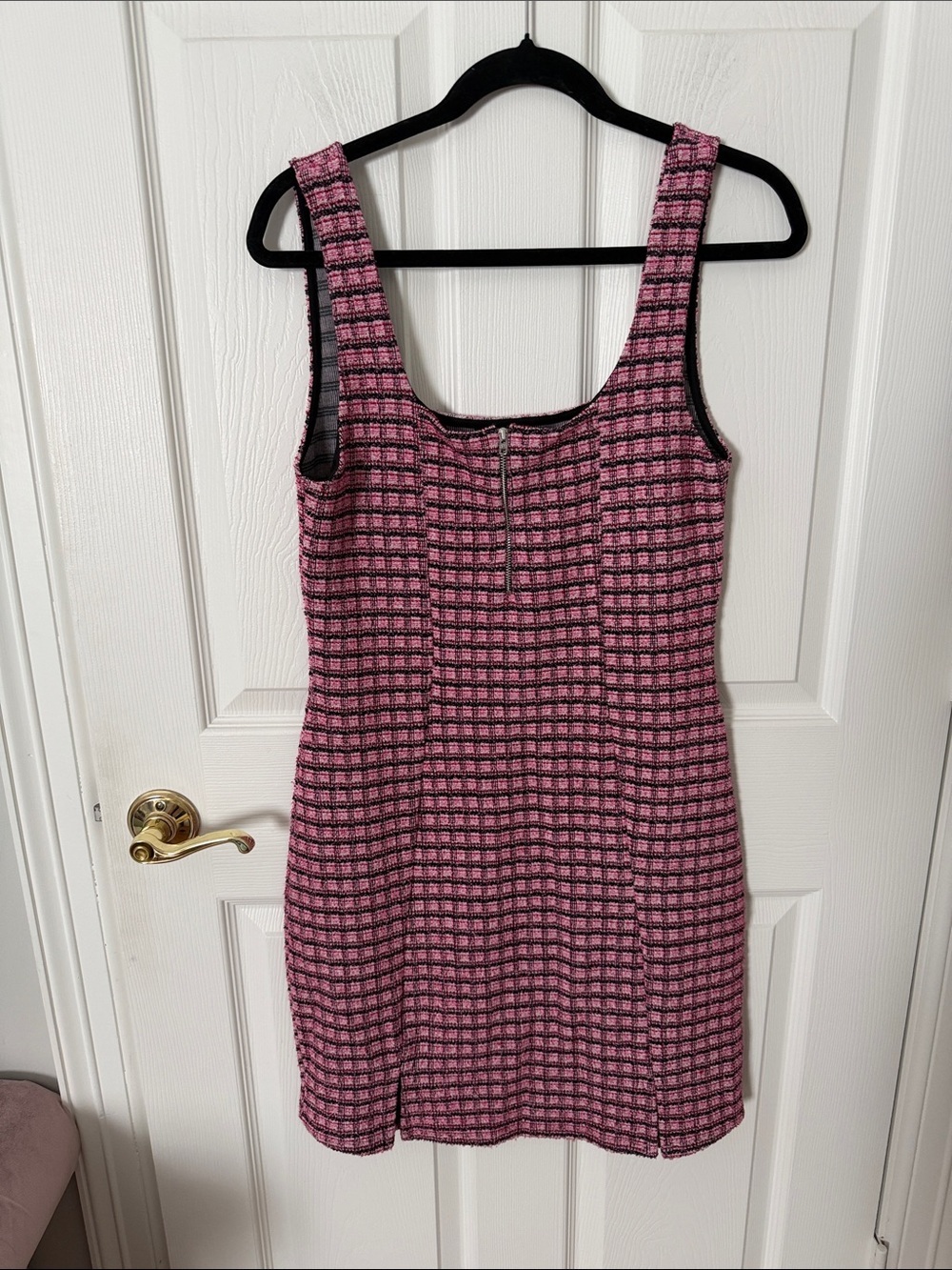 Pink Check Tweed Tank Dress top shop size 10